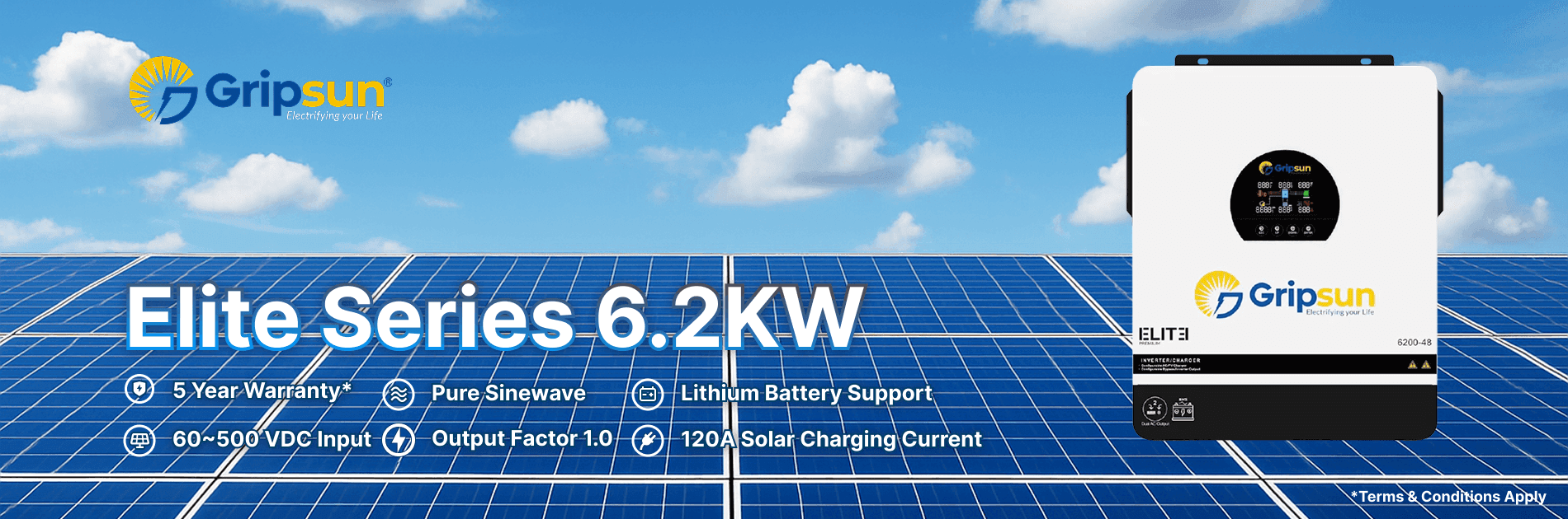 Gripsun Elite Series 6.2 KW Solar Inverter